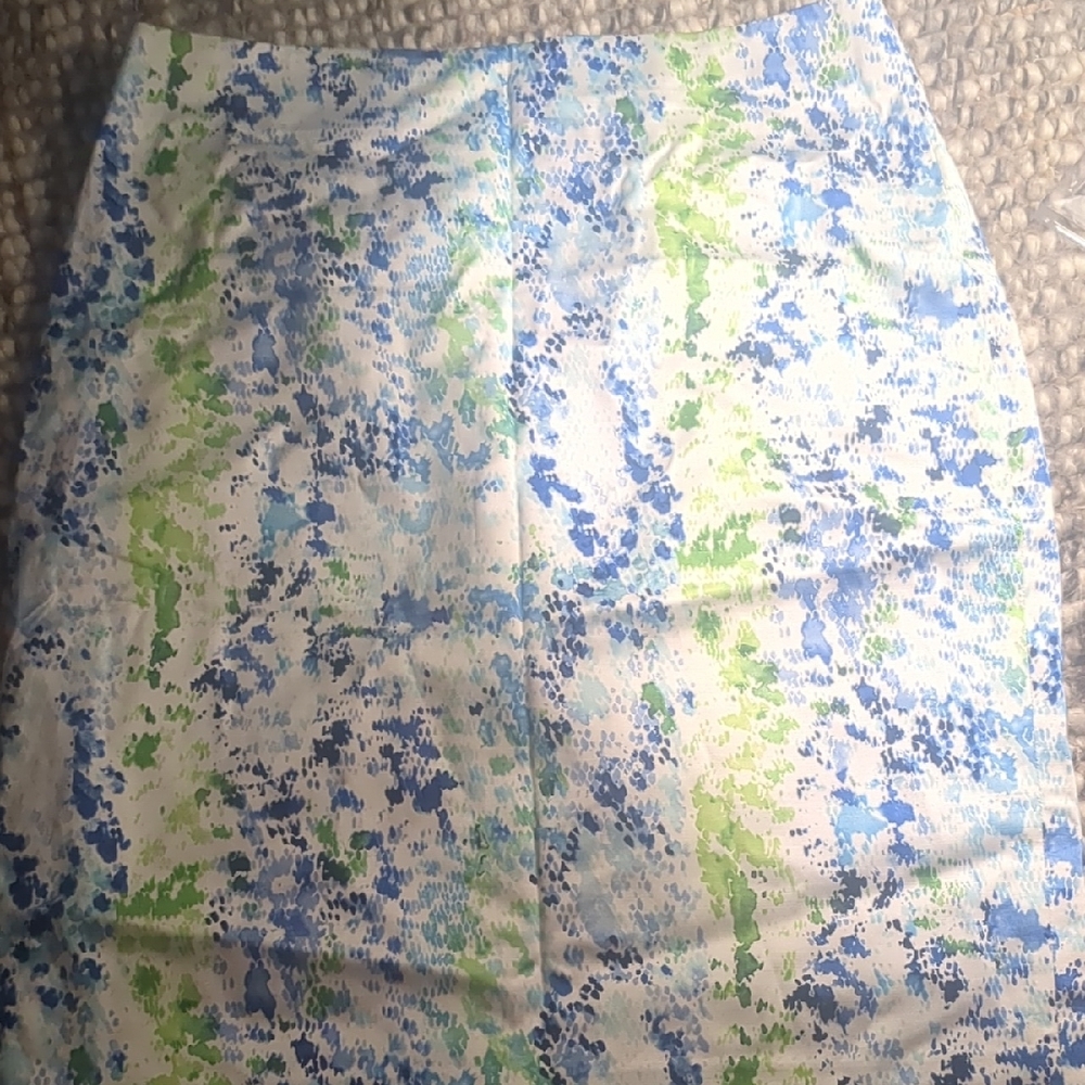 Knee-length Blue and Green Pencil Skirt for Casual Resort Wear